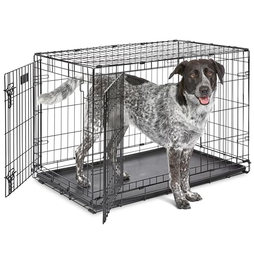 MidWest Homes for Pets 36-Inch iCrate for Medium-Large Breeds, 41-70 lbs, Single Door Folding Dog Crate with Divider Panel, Leak-Proof Tray & Secure Latches, Portable, Durable & Easy to Assemble - size: 36.0"L x 23.0"W x 25.0"H