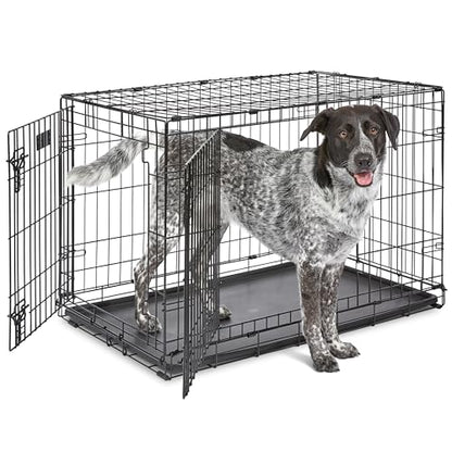 MidWest Homes for Pets 36-Inch iCrate for Medium-Large Breeds, 41-70 lbs, Single Door Folding Dog Crate with Divider Panel, Leak-Proof Tray & Secure Latches, Portable, Durable & Easy to Assemble - size: 36.0"L x 23.0"W x 25.0"H