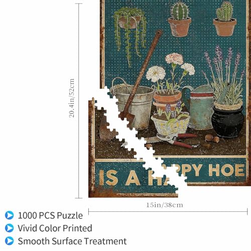 1000 Pieces Jigsaw Puzzles for Adults, A Dirty Hoe is A Happy Hoe Gardening Tools Art Puzzle, Stress Relief Concentration Training Brain Teaser Puzzle 29.5x19.7 Inch - color: Wooden Puzzle1, size: 1000 Piece pcs