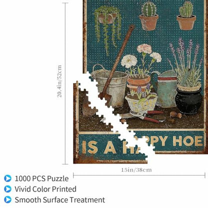 1000 Pieces Jigsaw Puzzles for Adults, A Dirty Hoe is A Happy Hoe Gardening Tools Art Puzzle, Stress Relief Concentration Training Brain Teaser Puzzle 29.5x19.7 Inch - color: Wooden Puzzle1, size: 1000 Piece pcs