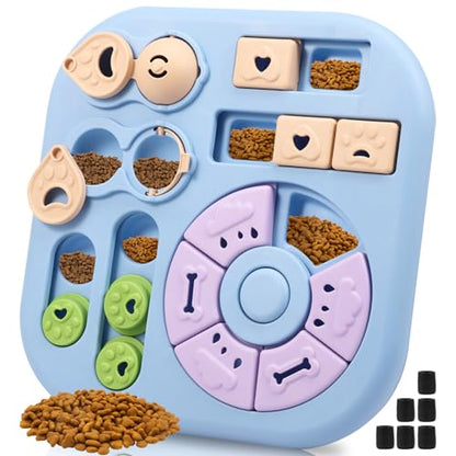 Interactive Dog Puzzle Toys Interactive Treat Dispensing Slow Feeder for Training and Mental Stimulating Dog Enrichment Toys, Dogs Puzzles for Smart Dogs Puppy Cats Pet(Blue) - color: blue