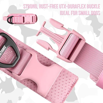 OneTigris Small Dog Collar with Handle, Soft and Adjustable Nylon Collar with Quick-Release Buckle, Lightweight No-Choke Design for Small Dogs(Pink, XS) - color: Pink, size: XS(10"-13")