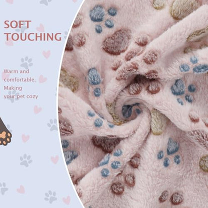 6 Pack Small Dog Blanket, Super Soft Warm Pet Cover Blankets, Paw Print Puppy Fleece Flannel Blanket for Small Medium Dogs and Cats MW003 - color: Beige Paw, size: 6 Pack of 24x47 Inches