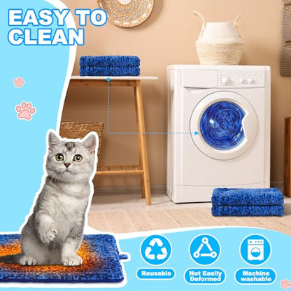 Riakrum 4 Pack Self Warming Cat Bed Mats Leopard Print Cat Dog Thermal Blanket Double Sided Self Heating Pet Pad with Storage Bags for Pet Winter Outdoor Indoor Supplies, Non Electric(M) - size: M