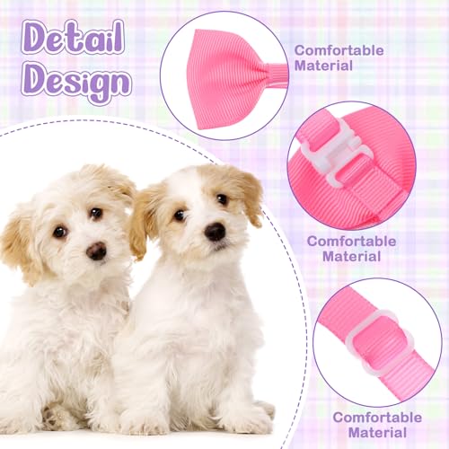 Reginary 100 Pieces Dog Bow Tie Collar Set Include 40 Dog Neckties, and 30 Puppy Bowties, 30 Collar Flowers, Adjustable Pet Ties Grooming for Small Medium Cats Pets Supply(Solid Color) - style: Solid Color