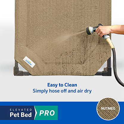 Coolaroo Pro Elevated Dog Bed - Low-Profile Access, Moisture-Resistant Cover, Breathable Fabric & Tool-Free Setup, Nutmeg, Standard - color: Nutmeg, size: Standard