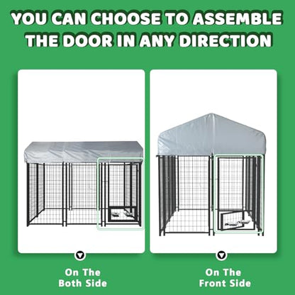 LEMBERI 6x4x4 Outside Dog Kennel with Roof for Large Dogs,Heavy Duty Welded Wire Steel Dog Playpen Fence with Secure Lock, Pet Pen with UV-Resistant Waterproof Cover (69.1''L x 50.4''W x 56.6'H) - size: 69.1"L x 50.4"W x 56.6"H
