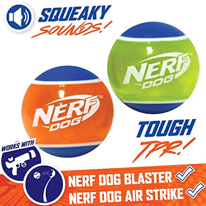 Nerf Dog Rubber Tennis Ball Squeak Toy, Durable, Water-Resistant, 2.5in, 2 Pack
