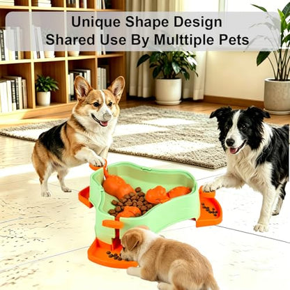 Dog Cat Treat Dispenser Slow Feeder Toy, 3-in-1 Interactive Dog Puzzle Press Toys, Dog Enrichment Toy No-Slip Interactive Brain Training Toys for Smart Dog Cats (Green/Orange) - color: Green/Orange