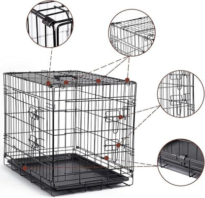 Garvee 42 Inch Dog Crate, Portable Dog Crate with Slide Out Tray, Top & Front Door, Folding Small Critter Cage for Dog, Cat, Bunny, Ferret, Chinchilla, Cat, Rat