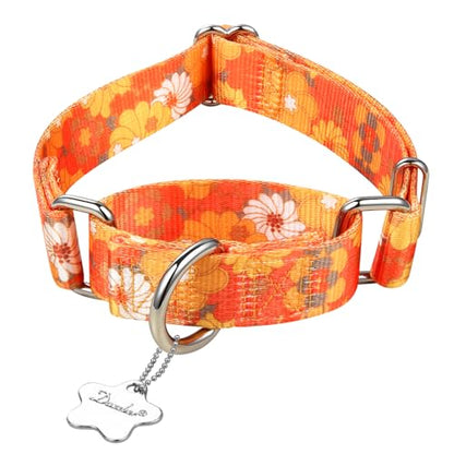 Martingale Collar Dog Collar No Pull Pet Collar Heavy Duty Dog Martingale Collars Silky Soft with Unique Pattern for Medium and Large Dogs (M, Daisy) - color: Golden Daisy, size: Medium: 14"-21", 1" Wide