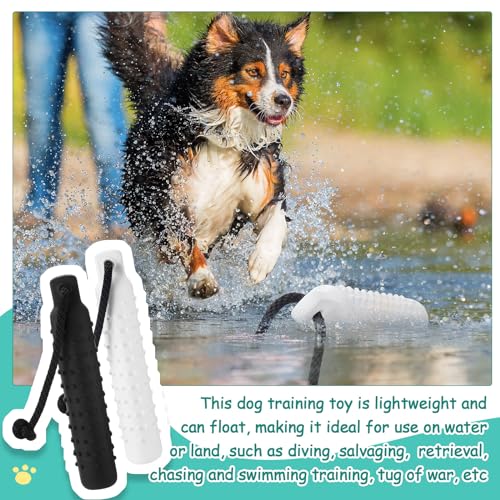Blueweenly 4 Pcs Dog Bumper Toy for Water Retrieving Plastic Puppy Training Dummy Dog Float Toy Lightweight for Float on The Water Pool Outdoor Training Hunting Fetching (White and Black) - color: White and Black