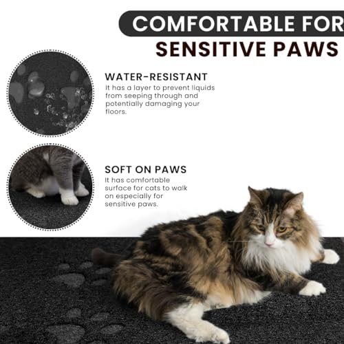 Andalus Small Cat Litter Mat, Pack of 2 - Waterproof, Non-Slip & Easy to Clean Cat Litter Box Mat for Extra Efficient Pet Litter-Trapping, Black (15.75” X 11.75”) - color: Black