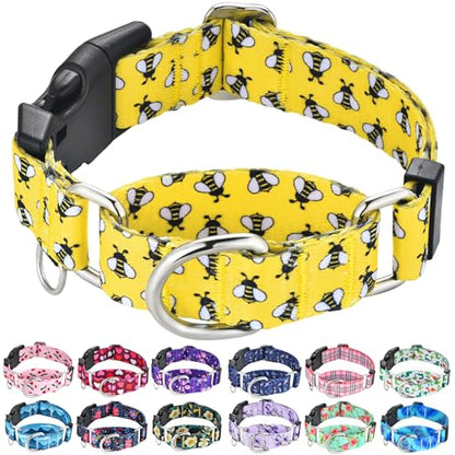 Martingale Dog Collar with Buckle Yellow Bee Dog Collar Adjustable Cute Design Patterns (Bee, Medium) - color: Bee, size: Medium