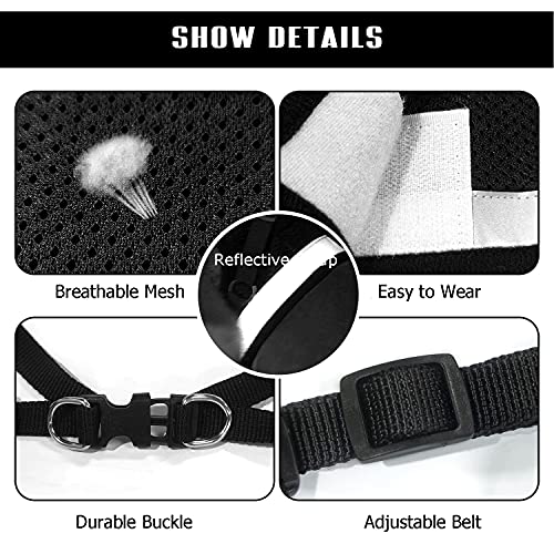 Dog Harness and Leash Set for Walking, Soft Mesh Adjustable Easy Control Lightweight Cat Vest Harnesses with Reflective Strips, Escape Proof Small Dogs Cats Vests (Black, Small) - color: Black, size: Small