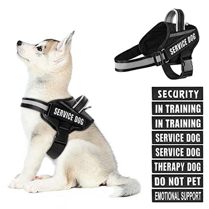 Dog Vest Harness and Patches Set, Animire in Training Service Dog Harness with 10 Dog Patches, Reflective Dog Vest with Handle for Small, Medium, Large, and Extra-Large Dogs - color: Black, size: SMALL (Chest: 17.5-23 Inch)