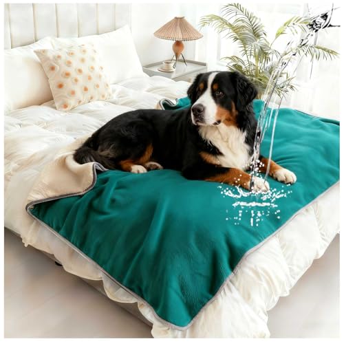 Waterproof Pet Blanket for Bed, Reversible Soft Flannel Love Blanket, Bed Blanket for Couples Washable, Spill-Proof Dog Throw Blanket for Couch, Sofa Protect, Camping,Green,20"x28" - color: Green, size: 20"x28"