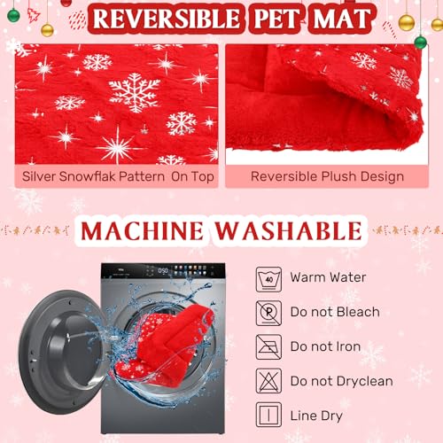 2 Pack Winter Self Warming Cat Mat Snowflake Red Self Heating Pad Bed 22" x 18" Reversible Reflects Body Heat Machine Washable Thermal Pet Blanket for Winter Indoor Pet Kitten Dog Crate - color: Red