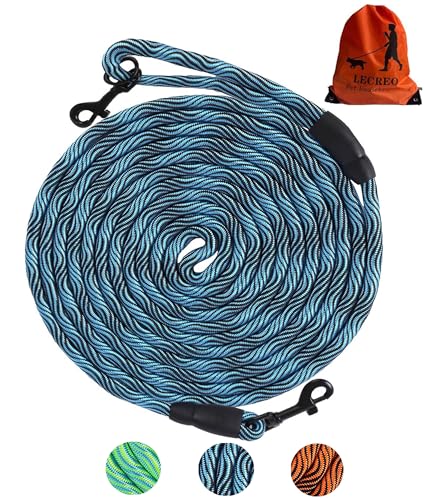 Long Dog Leash Tie-Out Check Cord, 16FT/30FT/50FT/100FT Recall Dog Training Rope Leash, Heavy Duty Dog Lead for Large Medium Small Dogs Playing, Camping, or Backyard… - color: Blue, size: 30FT