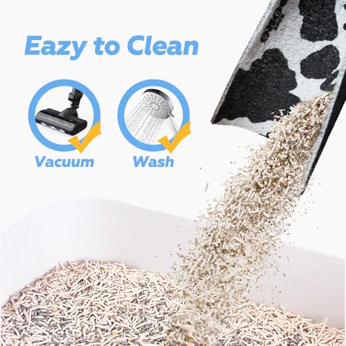 Doro Cat Litter Box Mat,Extra Thick in Waterproof Non-Slip Cat Litter Trapping Mat for Floor,Washable & Reusable,Stops Litter Tracking from Paws,Modern Cow Pattern(Horizontal Version,23x15 Inch) - size: 23x15 inch