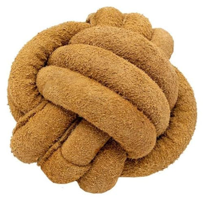 HuggleHounds Huggle-Hide Knotted Bone - Leather Dog Toys for Aggressive Chewers, Interactive for Small or Large Breeds, Tough & Durable - Knotted Leather Ball, Large - size: Large, style: Knotted Leather Ball