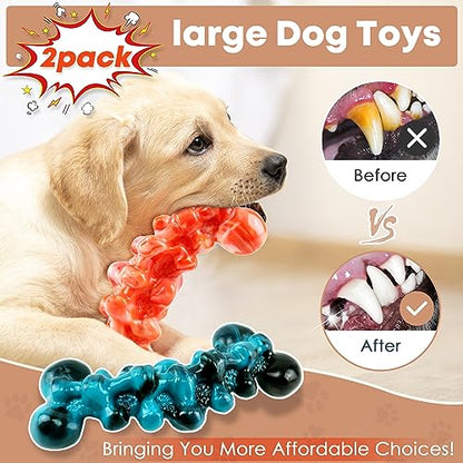 WOWBALA Tough Dog Chew Toys for Aggressive Chewers - Bacon Flavored, Suitable for Small Medium Large Dogs