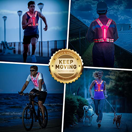 LED Reflective Vest Safety Gear, Light Up Vest for Night Walking Cycling, High Visibility Running Vest with Reflective Strips - color: Pink-02