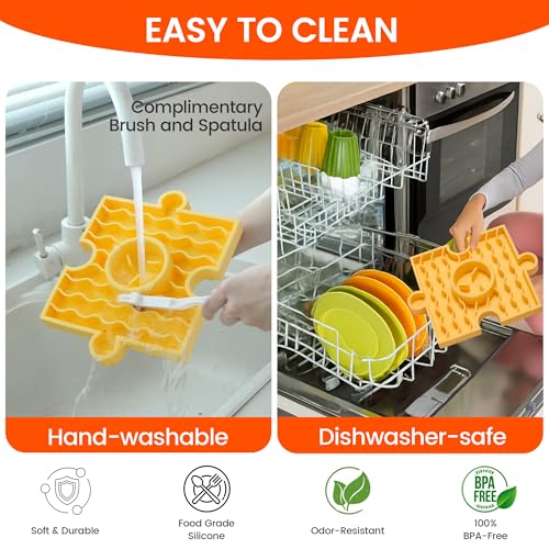 Puzzle Slow Feeder Lick Mat for Dogs, 38+ Suction Cups | Non-Slip Heavy Duty Maze Enrichment Bowl BPA-Free Silicone | Reduce Boredom Anxiety Free Combination (1PC, Yellow) - color: 1 Yellow - River