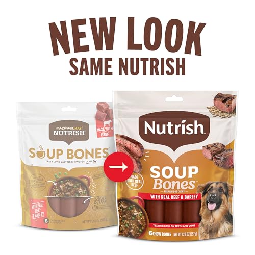Nutrish Soup Bones Premium Dog Chews with Real Beef and Barley, 11 Chews, Packaging May Vary (Rachael Ray) - size: 1.44 Pound (Pack of 1)