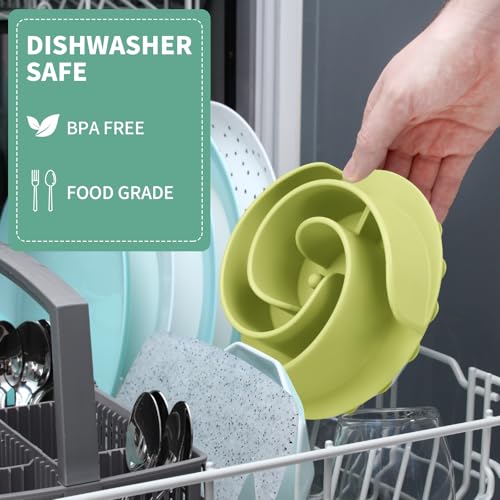 Slow Feeder Dog Bowls Insert, Animire Soft Silicone Slow Eating Dog Food Bowl for Small, Medium and Large Dogs, Compatible with Regular and Elevated Bowls - color: Green, size: M