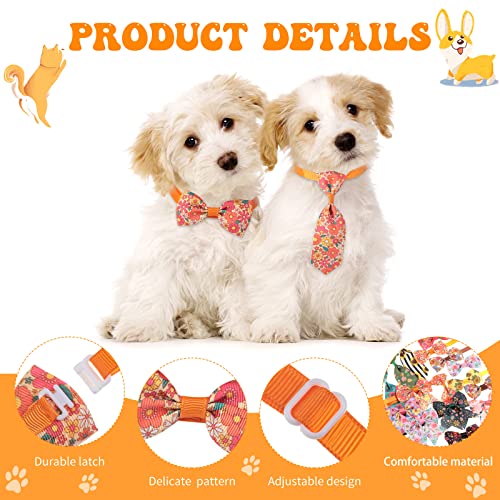 Reginary 100 Pieces Dog Bow Tie Collar Set Include 40 Dog Neckties, and 30 Puppy Bowties, 30 Collar Flowers, Adjustable Pet Ties Grooming for Small Medium Cats Pets Supply(Flower) - style: Flower