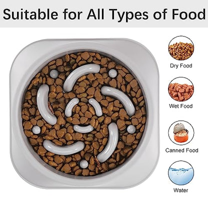 MateeyLife Slow Feeder Dog Bowls 2PCS, Anti-Choking Puzzle Dog Food Bowls, Anti-Slip Interactive Feeding Slow Down Eating, Bloat Stop Maze Dishes for Medium Large Breeds Gray&Black - color: B-Gray&Black, size: Medium