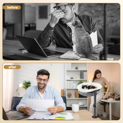 AceOrbit Cat Desk Bed with Removable Heating Pad, Space-Saving Cat Perch for Office & Gaming Desks, 40lbs Capacity, 4-Season Cats Bed for Indoor