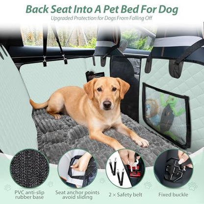 Dog Car Seat Cover Set for Back Seat, Back Seat Cover + Pet Bed Mat Perfect with Mesh Window, Hammock 600D Heavy Duty Scratch Proof Nonslip Durable Soft Back Seat Covers for Cars Trucks and SUVs - color: Grey