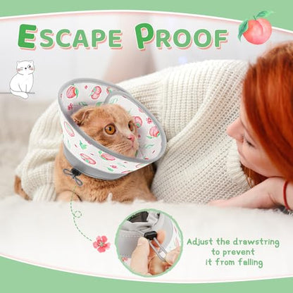 Cat Cone Collar Soft to Stop Licking, Adjustable, Foldable Lightweight Kitten Cones After Surgery Recovery for Cats & Kittens, Cat Cone Alternative, Easy Eating (PinkWhite, M) - color: PinkWhite, size: M