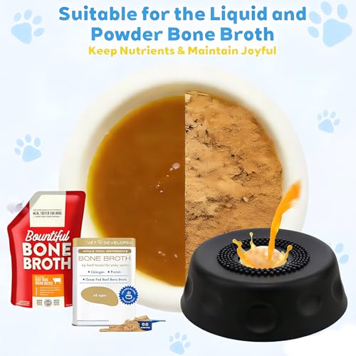 Slow Feeder Dog Bowls for Liquid Treats, Ball-in Interactive Bone Broth Dog Lick Bowl, 250ml Pup Lick Mat Toy for Large Medium Small Breeds, Ideal for Dietary Supplement & Post-op Nutrition (Black) - color: Black