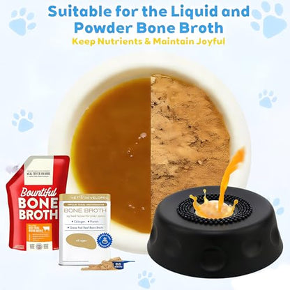 Slow Feeder Dog Bowls for Liquid Treats, Ball-in Interactive Bone Broth Dog Lick Bowl, 250ml Pup Lick Mat Toy for Large Medium Small Breeds, Ideal for Dietary Supplement & Post-op Nutrition (Black) - color: Black