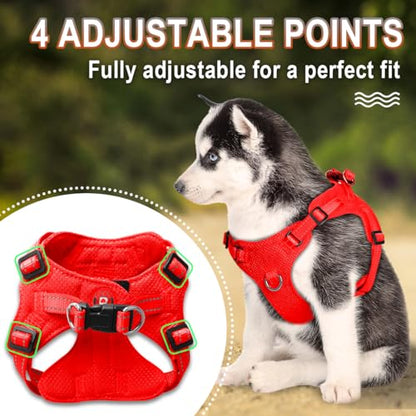 Dog Harness Step in Dog Vest Harness, Reflective Adjustable Puppy No Pull Harness Breathable Soft for Small and Medium Dogs Cats, Red, XXS - color: Red, size: XX-Small