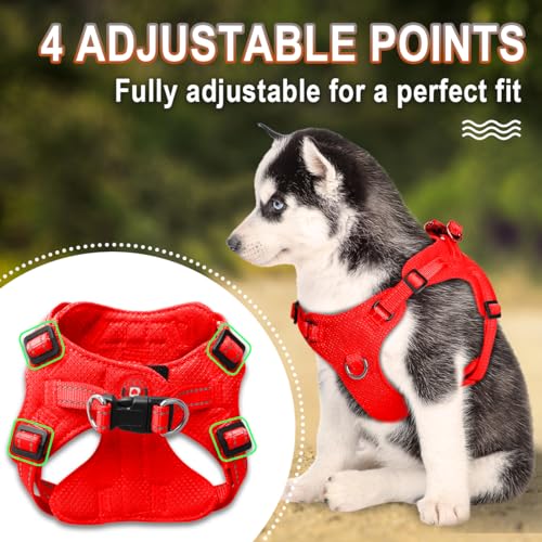 Dog Harness Step in Dog Vest Harness, Reflective Adjustable Puppy No Pull Harness Breathable Soft for Small and Medium Dogs Cats, Red, XS - color: Red, size: X-Small