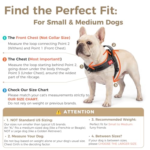 No Pull Dog Harness with Handle, French Bulldog Adjustable Reflective Dog Vest, Breathable Air Mesh Padded Pet Harness with Front Leash Clip for Small Medium Dogs, Black, L - color: Black, size: Large