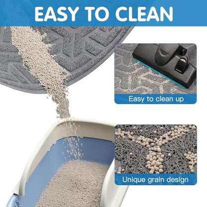 UPSKY Cat Litter Mat, Litter Trapping Mat Soft on Kitty Paws, Large Litter Box Mat 35" x 24" Scatter Control for Indoor Cats Waterproof and Extra Large Pretty Litters Carpet - color: A-Gray