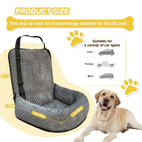 Dog Car Seat for Small Medium Dogs,Detachable Washable Travel Safety Pet Booster Seat, Comfy Ultra Soft and Multifunctional Car Travel Bed,Grey - color: Gray, size: Small