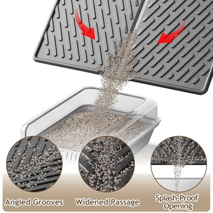 Cat Litter Mat with Grooves & Raised Edge, Urineproof/Waterproof, Litter Scattering Control, Easy to Clean (31 * 24in-Black-1 Pack) - size: 31 * 24in-Black-1 Pack