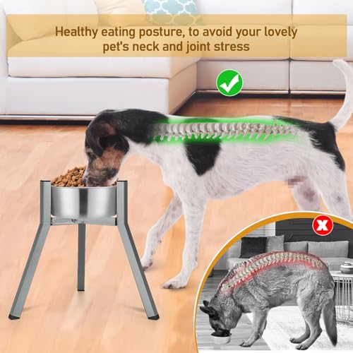 Blulu 2 Pack Adjustable Raised Dog Bowl Stand for Water and Food, Large Anti-Slip Metal Dog Food Holder Wide 7-10.6" Heights 13", Bowl Not Included(Gray) - color: Gray