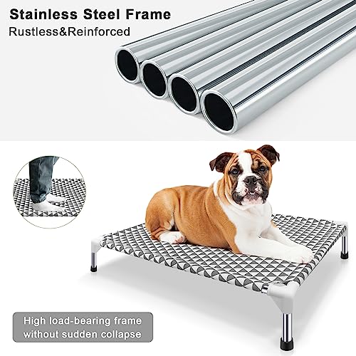Kuntrust Elevated Outdoor Dog Bed, Medium Size, Cotton Material, Non-Slip Feet, Fits up to 70lbs - size: 4 sided Medium