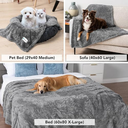 PETAMI Fluffy Fleece CAT and Dog Throw Blanket, Gray, X-Large - color: Gray, size: X-Large (60x80)