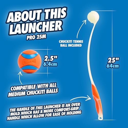 Chuckit! Pro Fetch Toy Dog Ball Launcher For Dogs; Compatible With Any Medium Chuckit! Medium Size 25 Inch + Glow Ball - size: 25in