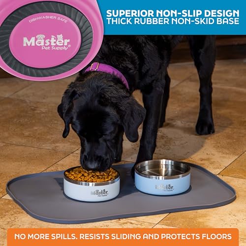 Master Pet Supply Stainless Steel Dog Bowls - 25 oz, Heavy Duty - Hyper Pink, Double Wall Extra-Thick Insulated, Non-Slip Pet Water Bowl for Dogs, Cats & Pets, Anti Rust Metal, Dish Washer Safe - color: Hyper Pink, size: 3 Cups (25 oz)