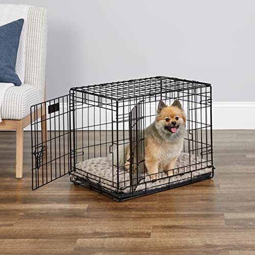 MidWest Homes for Pets 24-Inch iCrate for Small Breeds, 12-20 lbs, Single Door Folding Dog Crate with Divider Panel, Leak-Proof Tray & Secure Latch, Portable, Durable & Easy to Assemble - size: 24.8"L x 17.9"W x 19.5"H