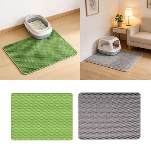 Foldable Pet Litter Mat with Textured Top Keeps Litter Contained and is Kind on Nails Control Pad - color: Gray